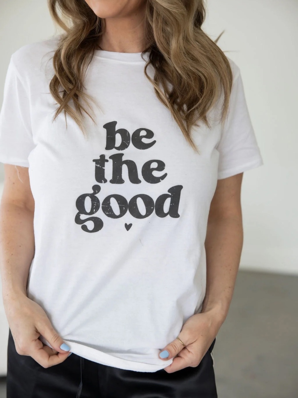 Zenana Graphic Tshirt Size S White With Be The Good Graphic Black On The Front